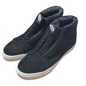 Vans - Black laceless high top velvet sneakers size 8.5